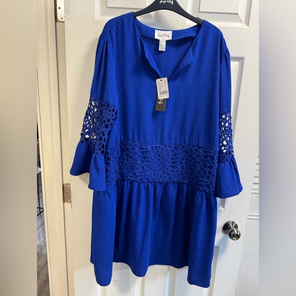 Joseph Ribkoff Royal Blue V-Neck Dress - Picture 6 of 9